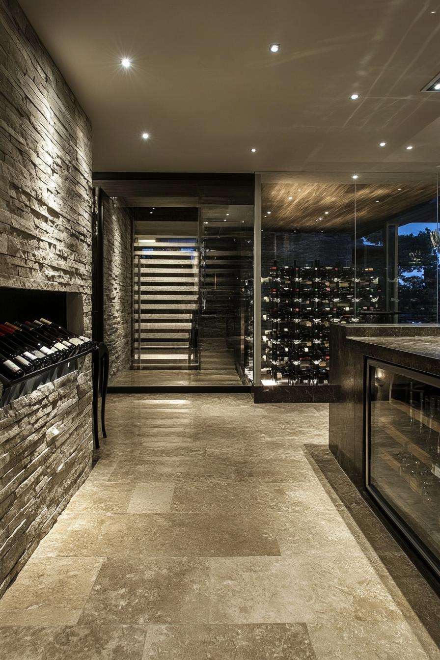 modern suburban mansion wine cellar 2