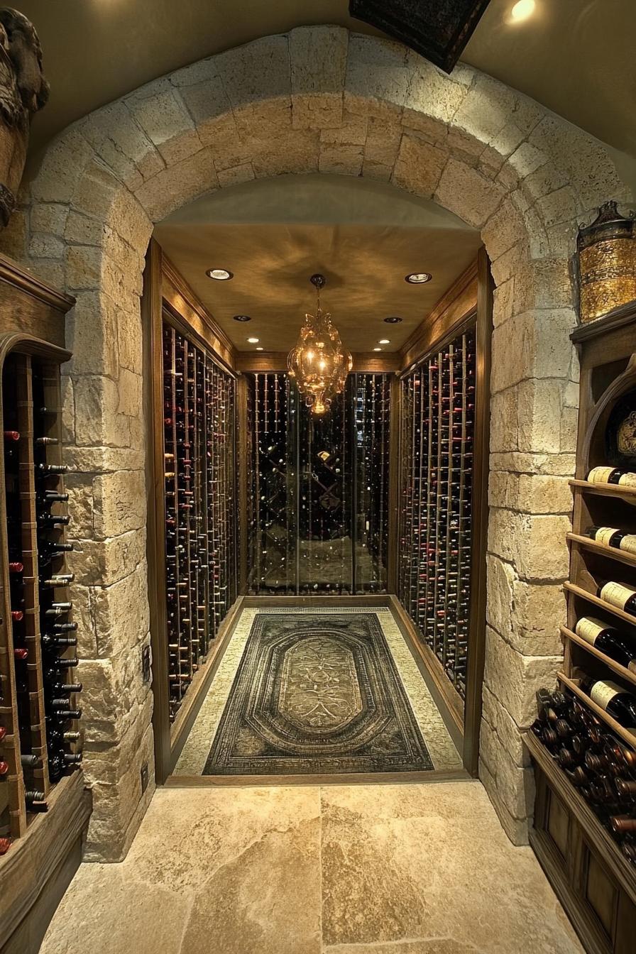 modern suburban mansion wine cellar