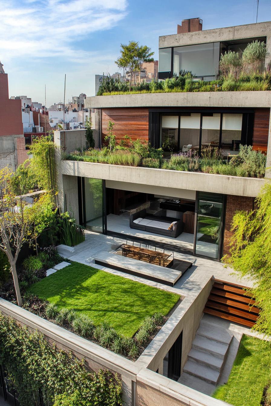 modern urban house with living roof garden in stunning urban landscape 1