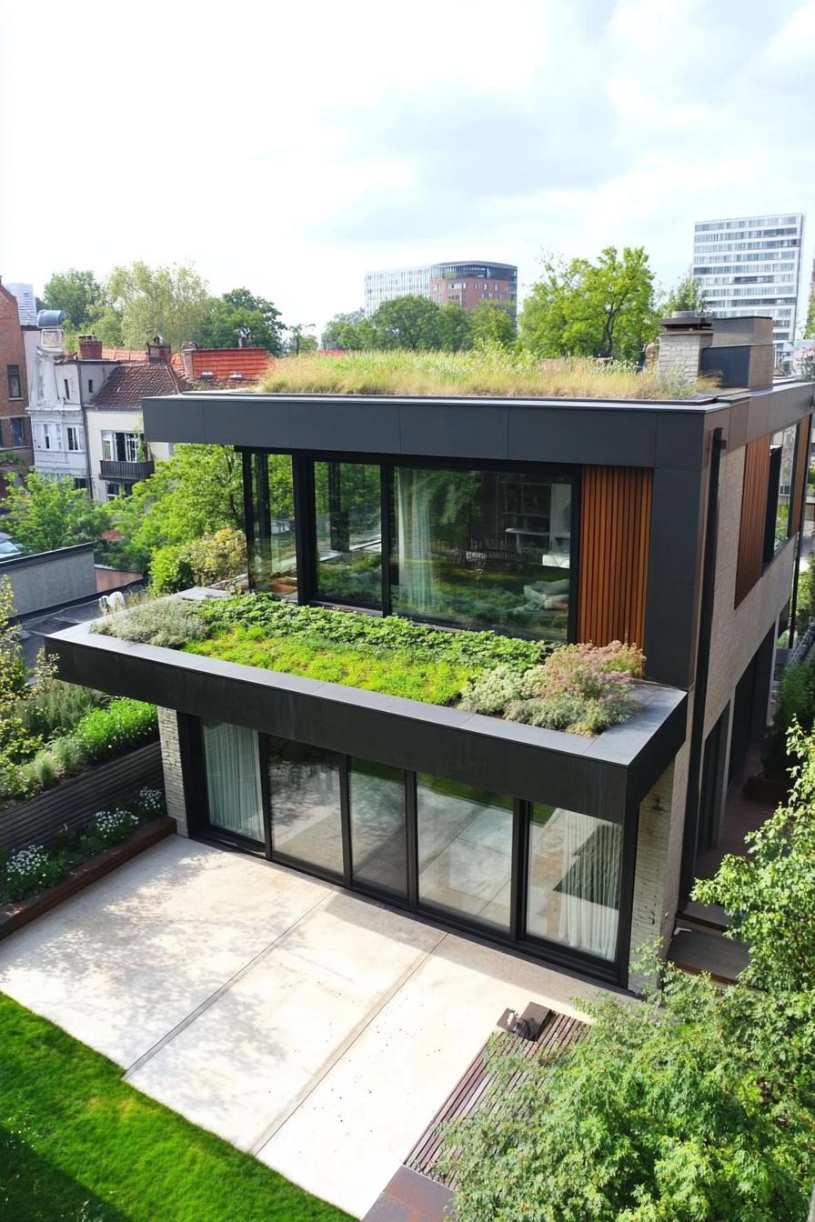 modern urban house with living roof garden in stunning urban landscape 2