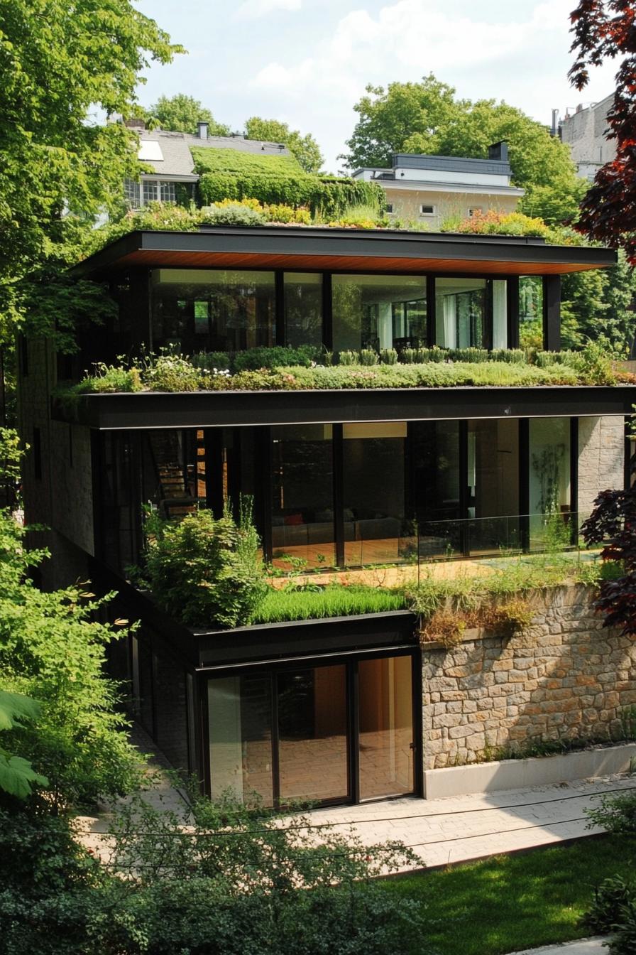 modern urban house with living roof garden in stunning urban landscape 3