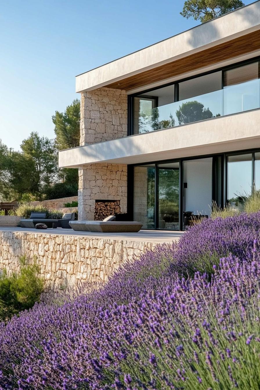 big modern French riviera house with lavender gardens