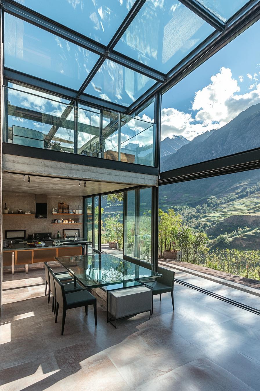 highly modern house with glass roof stunning lush mountain views 3