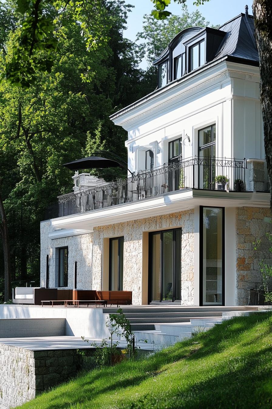 modern Austrian villa on historical castle