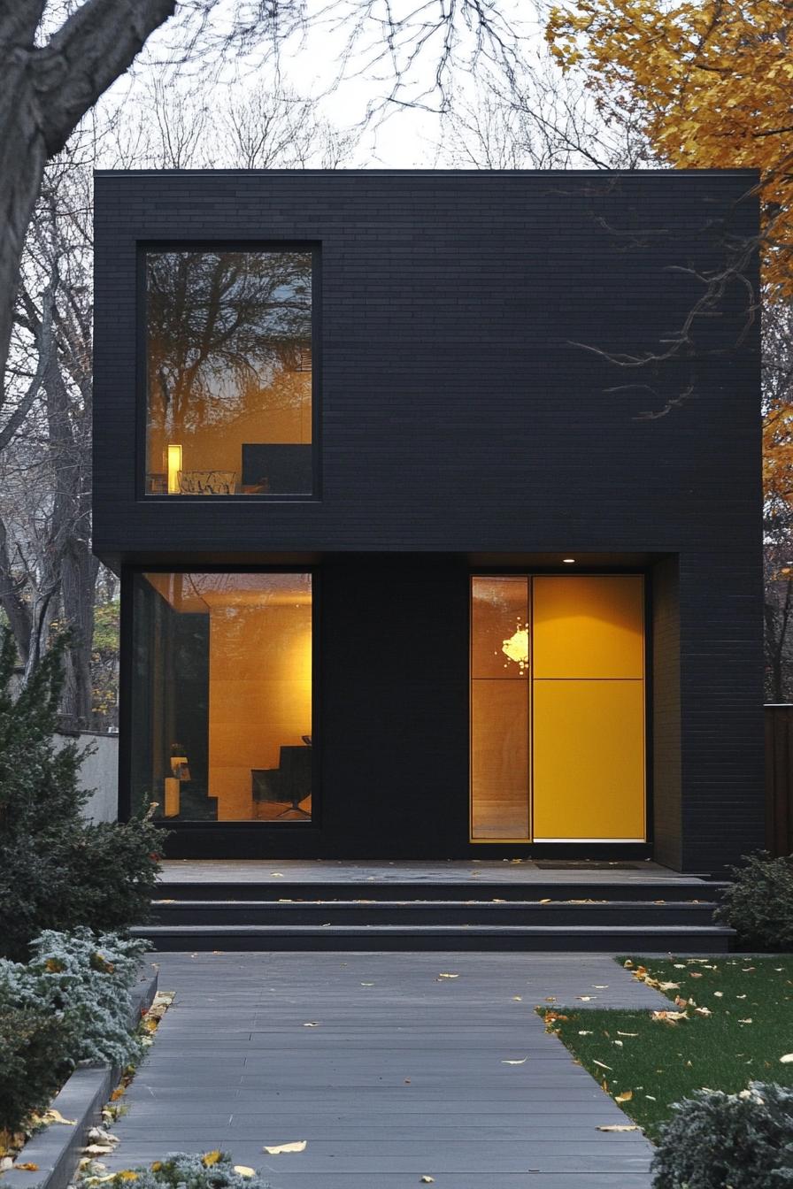 modern black house with Yellow Ombre Effect front door Transitioning From Dark to Light 1