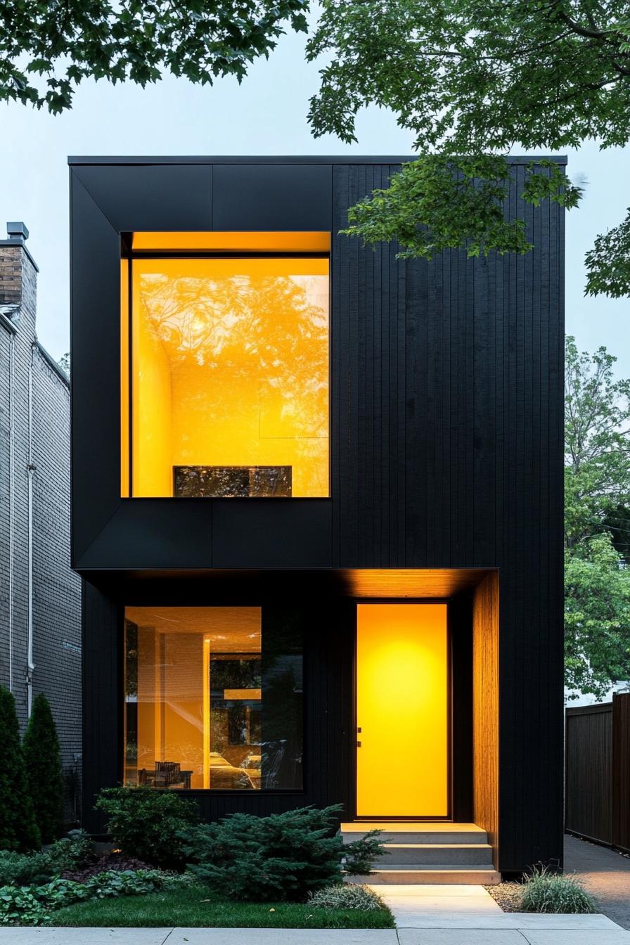 modern black house with Yellow Ombre Effect front door Transitioning From Dark to Light 2