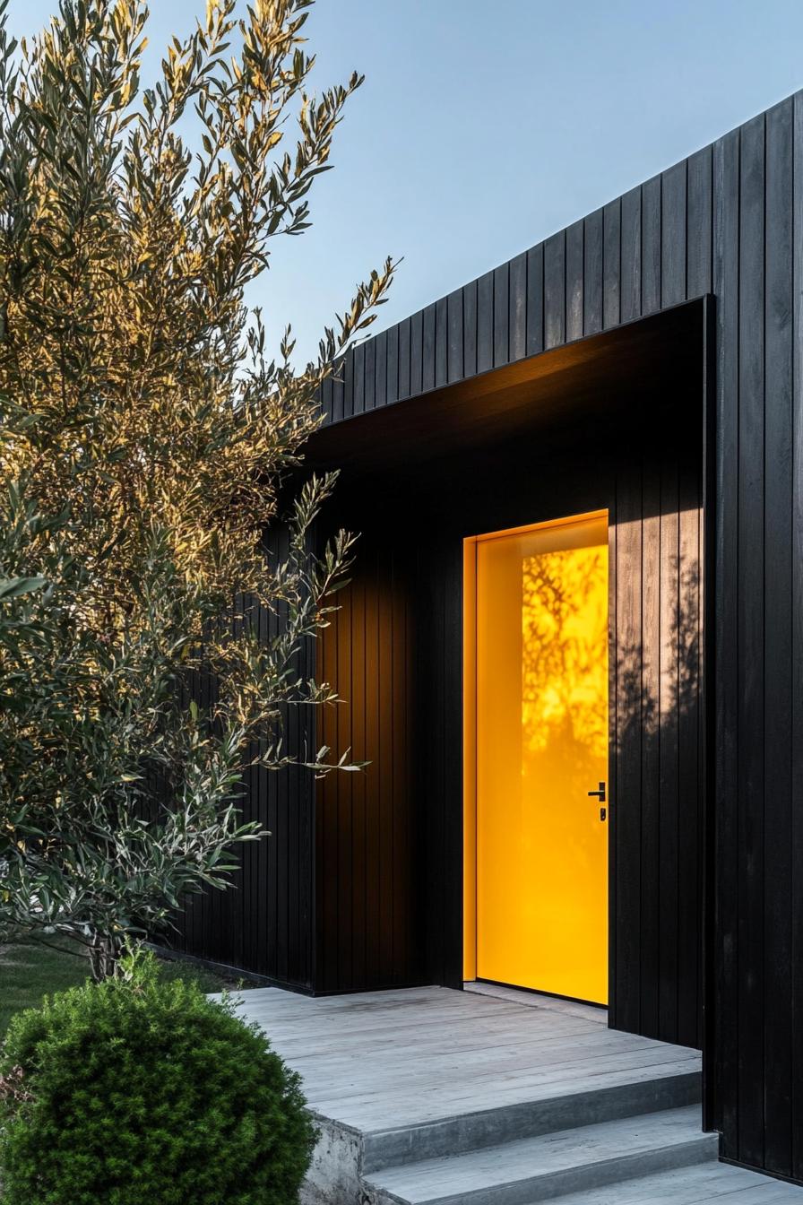 modern black house with Yellow Ombre Effect front door Transitioning From Dark to Light 3