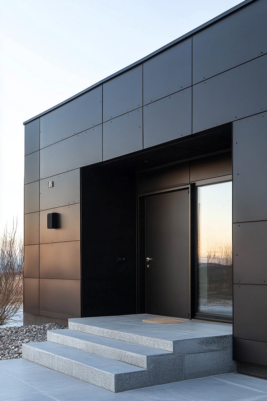 modern bunker house with black metal facade 1