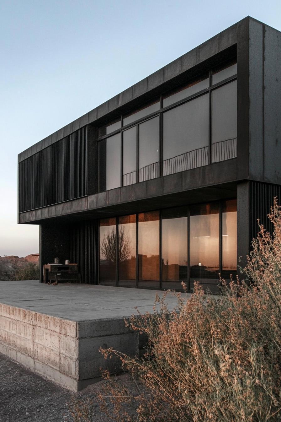 modern bunker house with black metal facade 3