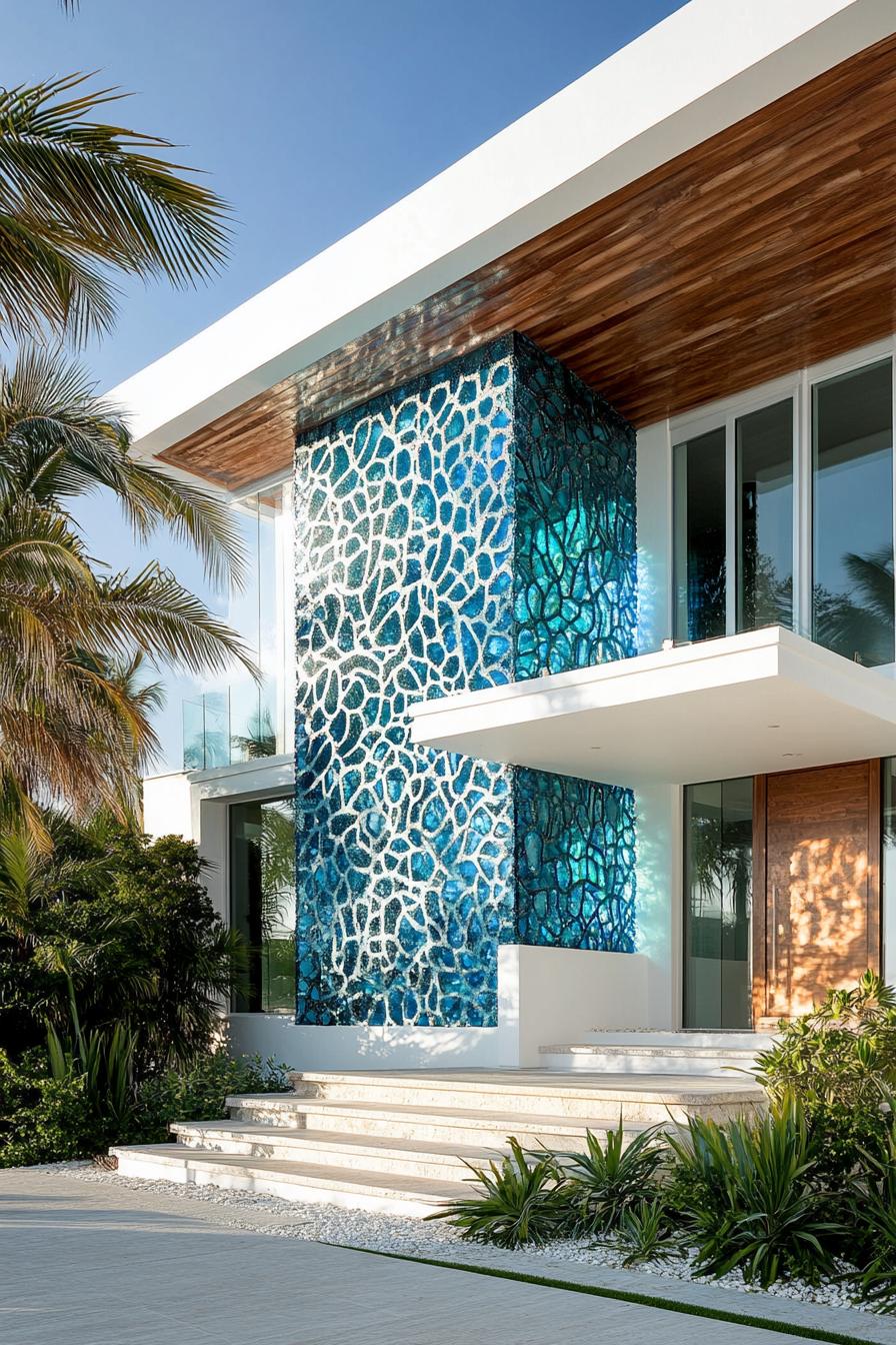 modern coral reef style beach house facade 1