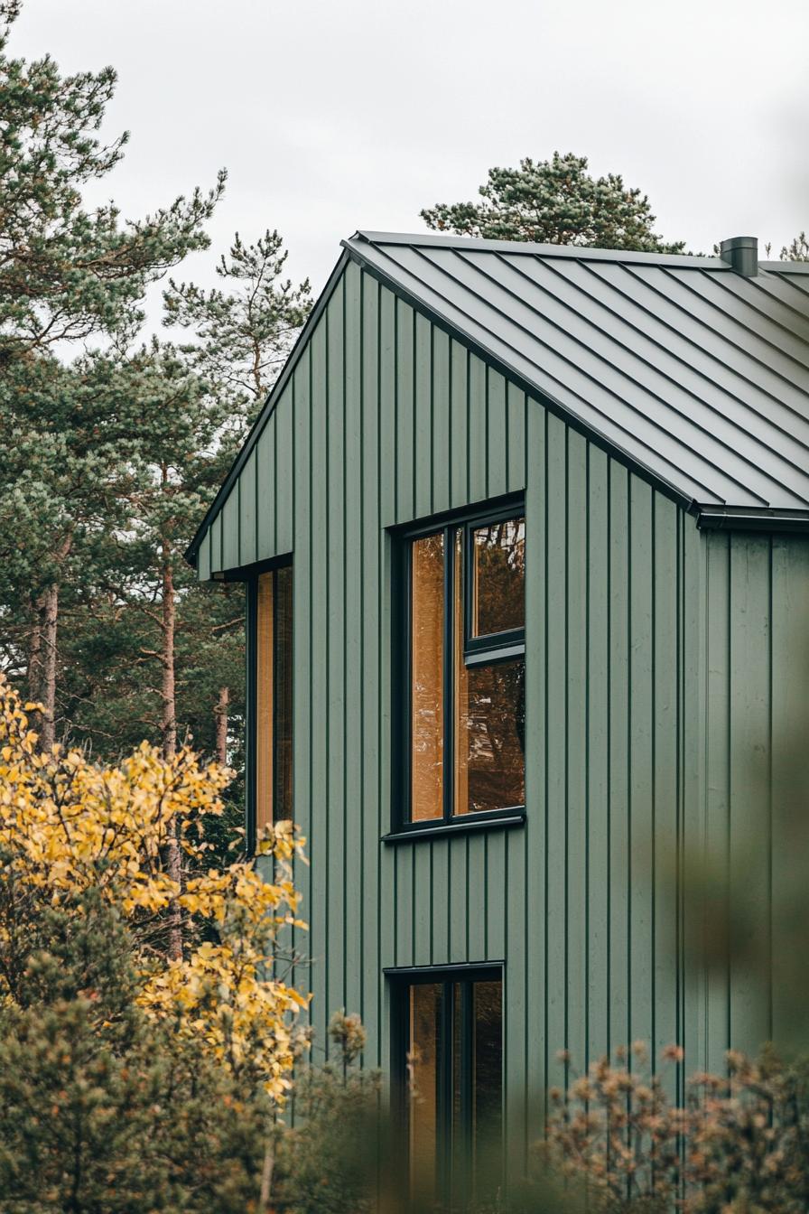 modern geometric Scandinavian house with sage green cladding 2