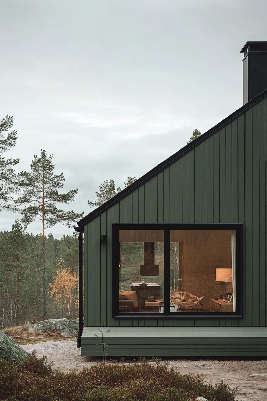 modern geometric Scandinavian house with sage green cladding