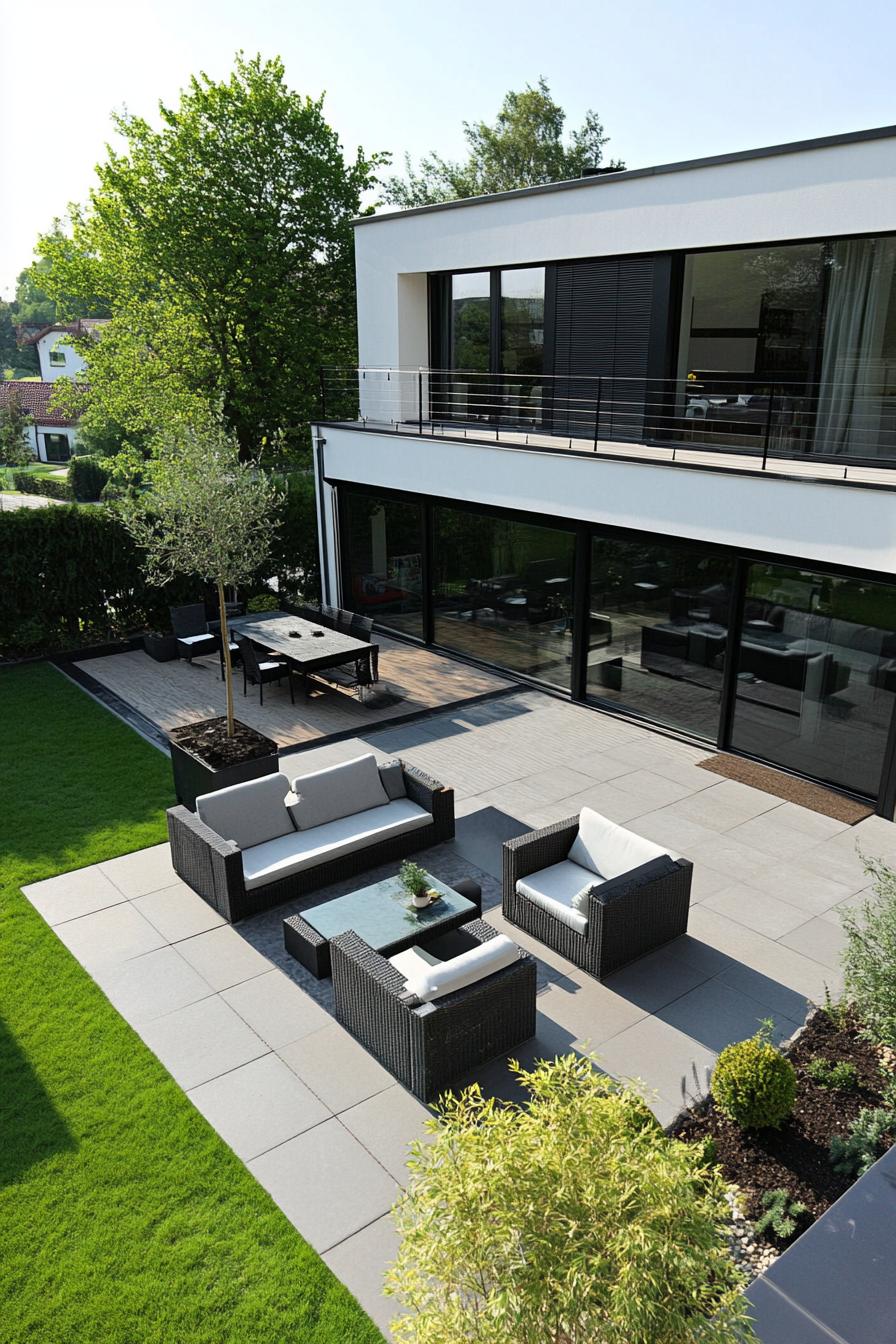 modern house yard with modular outdoor furniture 3