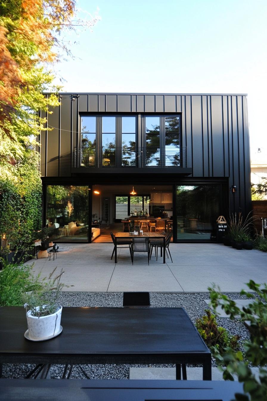 modern industrial house courtyard with minimalist outdoor furniture 3