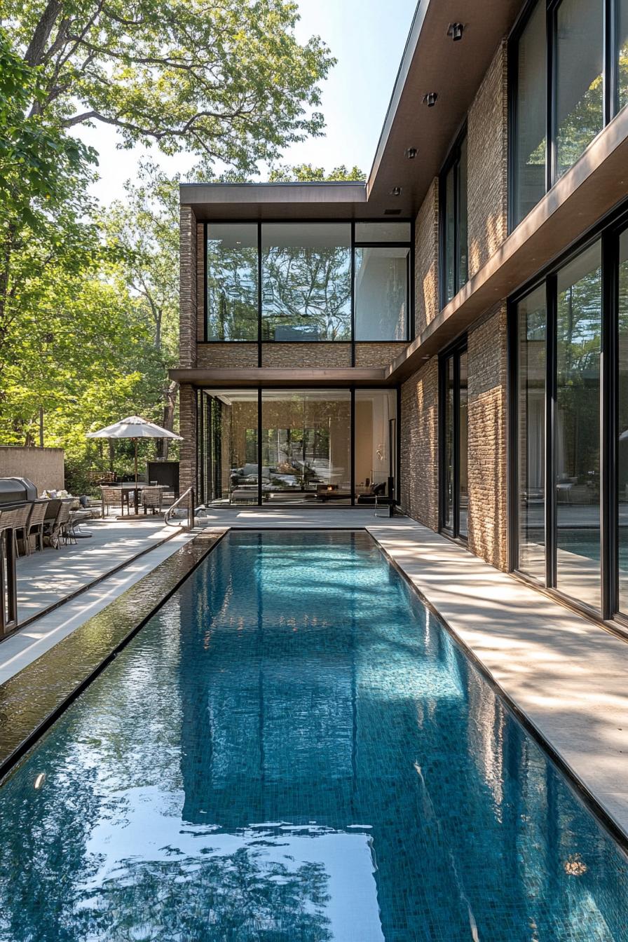 modern mansion lap pool parallel to house facade 1