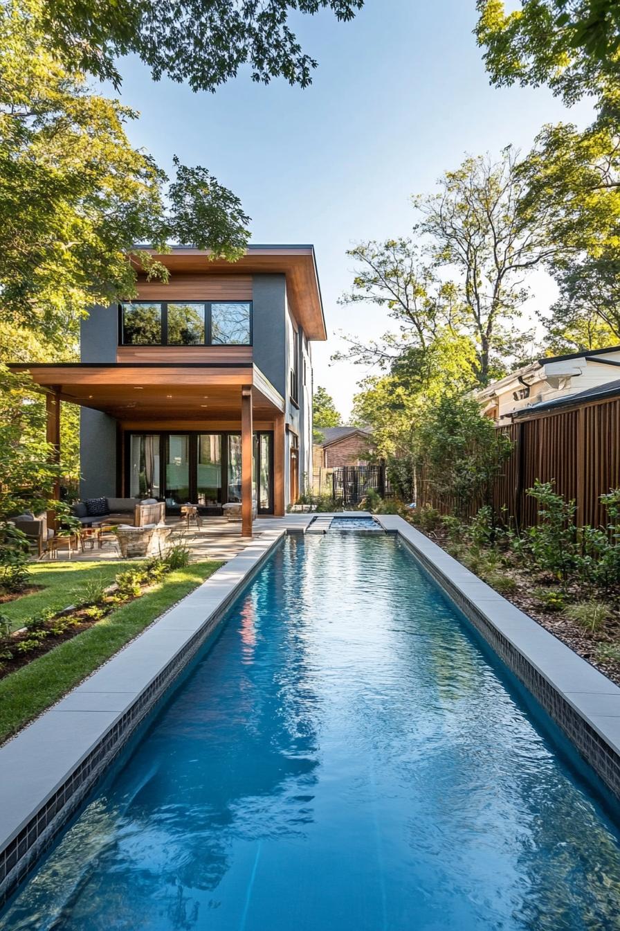 modern mansion lap pool parallel to house facade 3