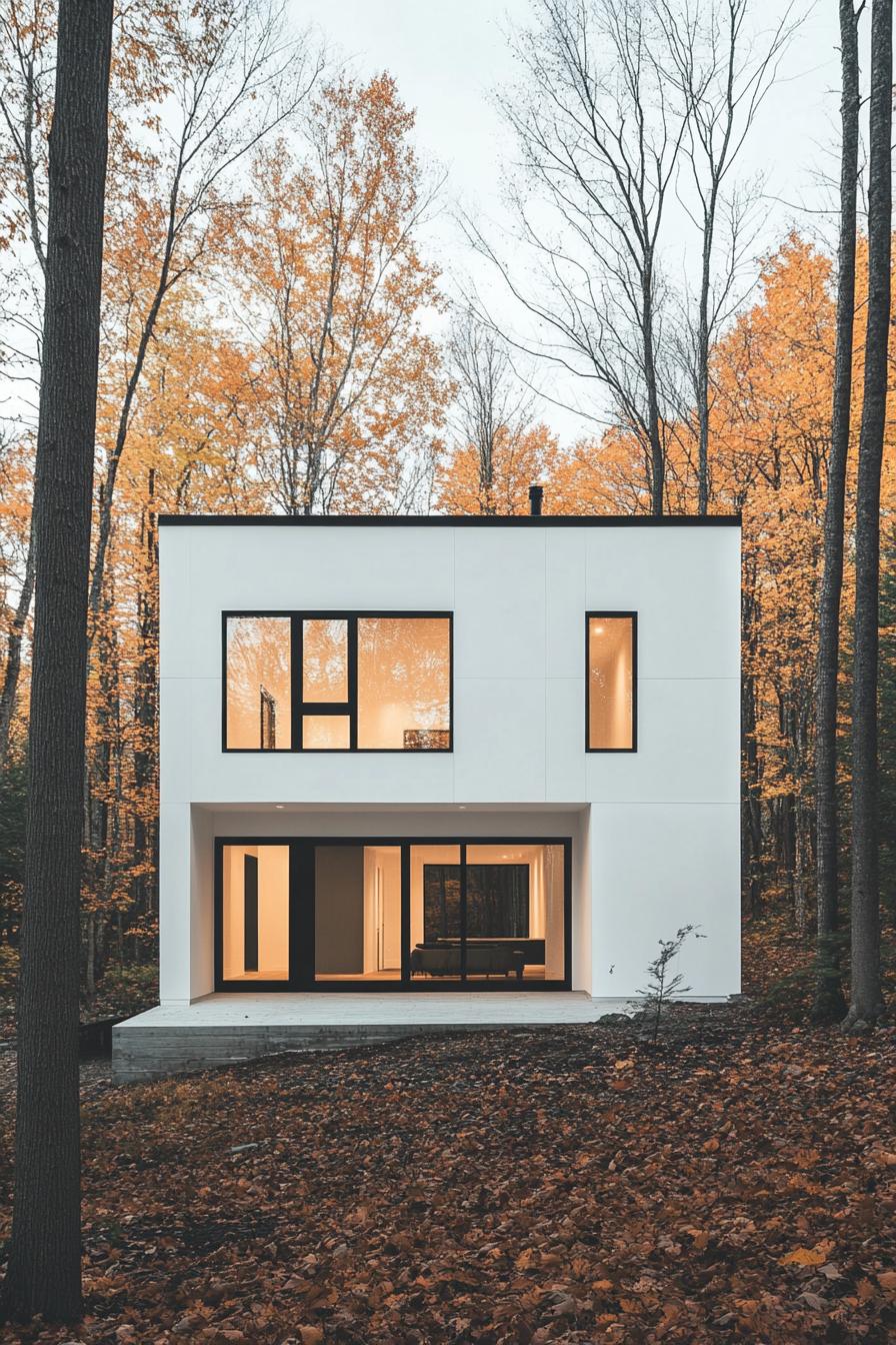 modern minimalist white geometric house by the woods 1