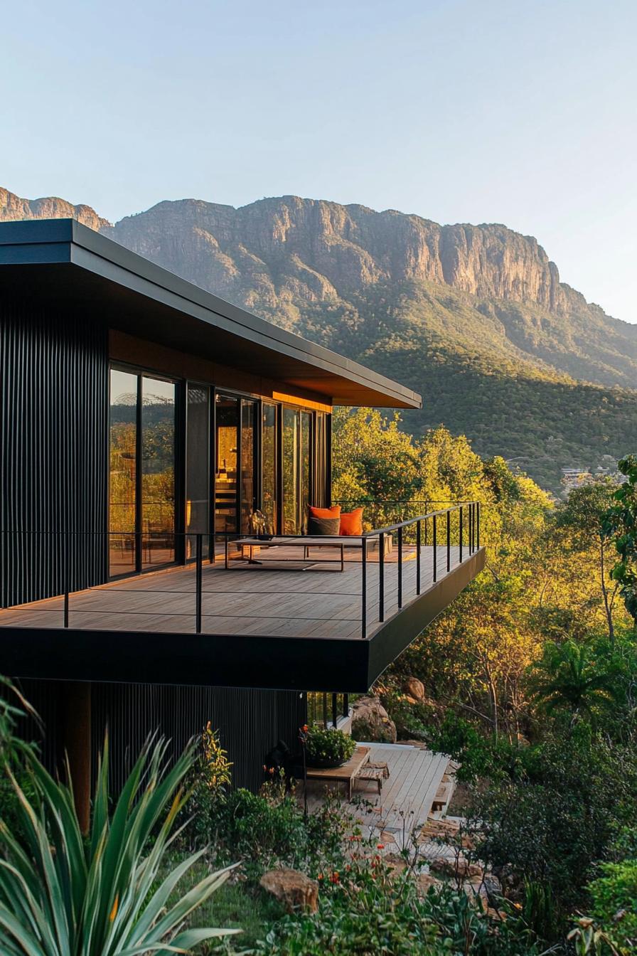 modern mountain house with black cladding with stunning tropical mountain views 2