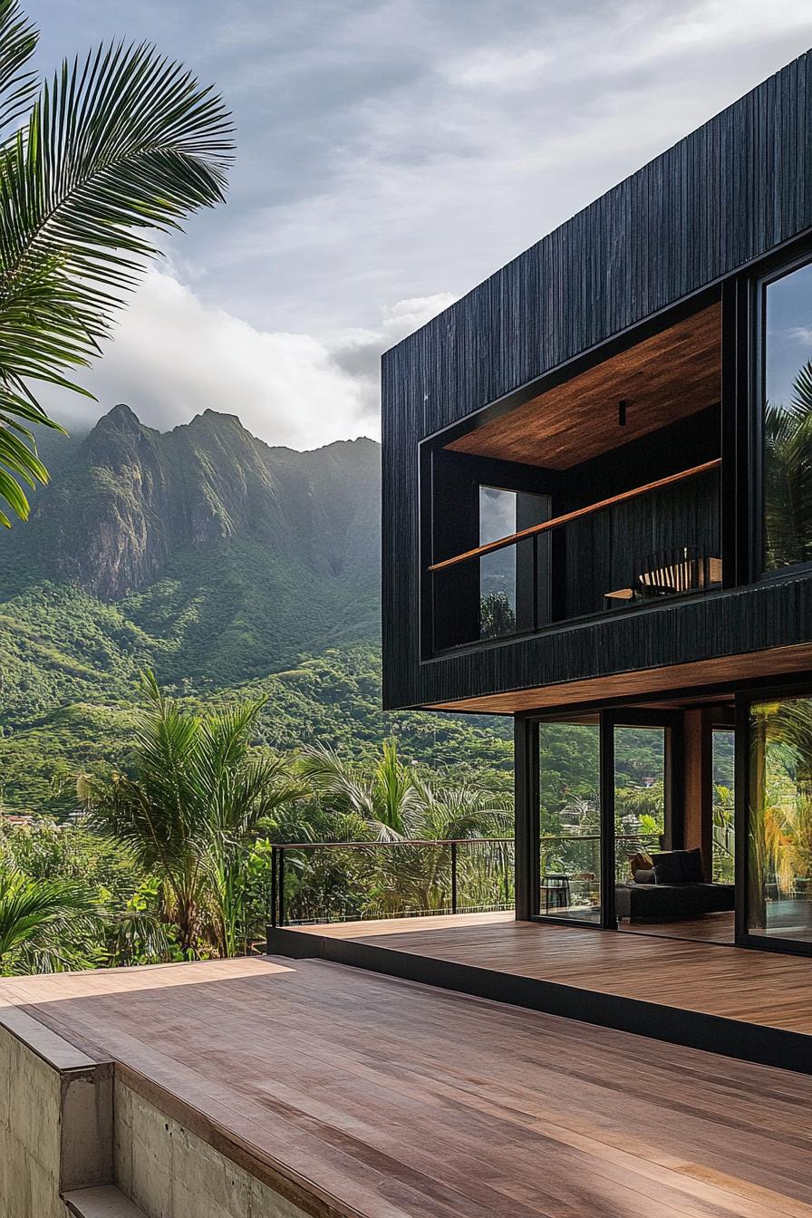 modern mountain house with black cladding with stunning tropical mountain views 3