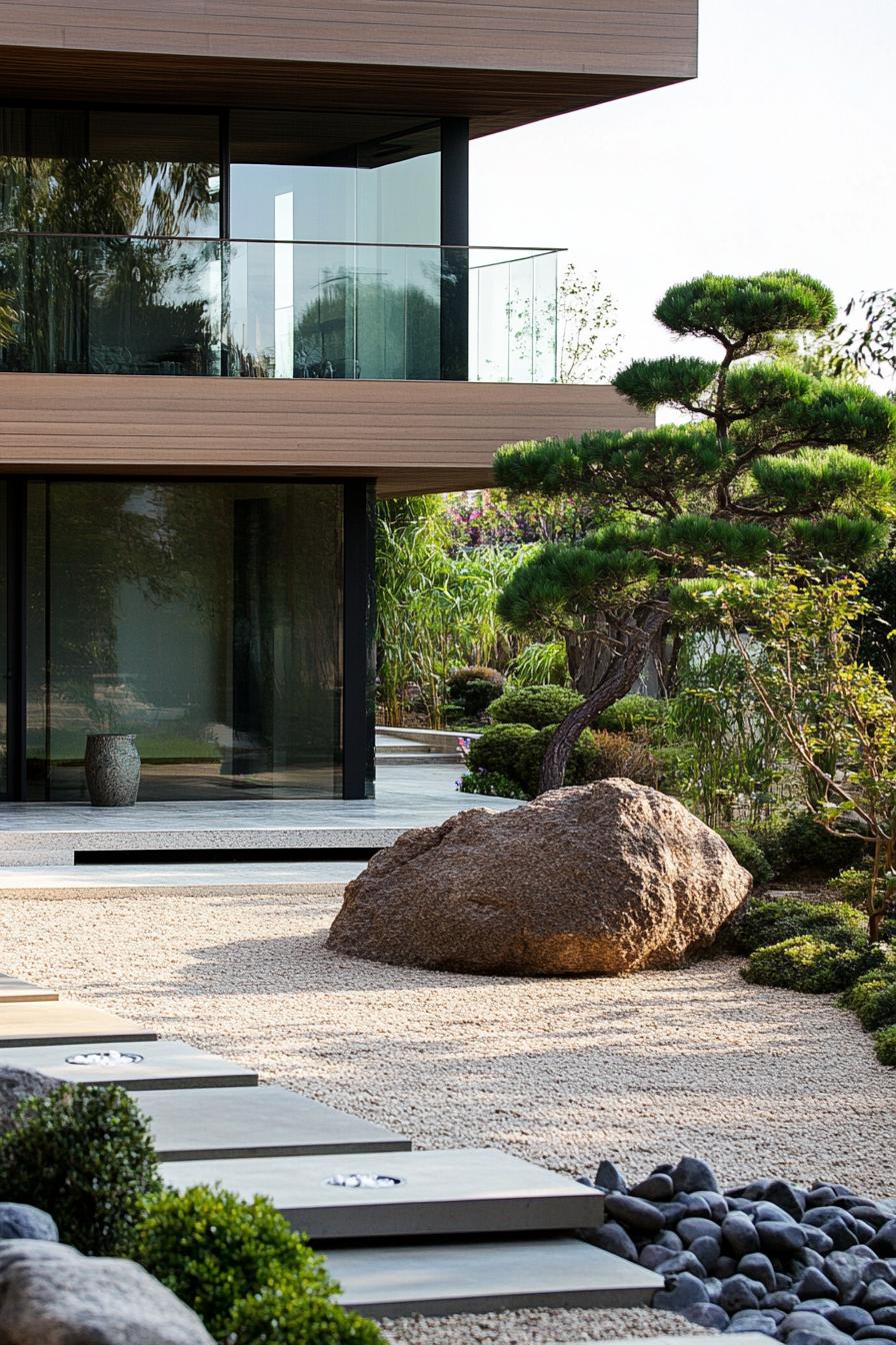 modern suburban mansion with zen garden 1