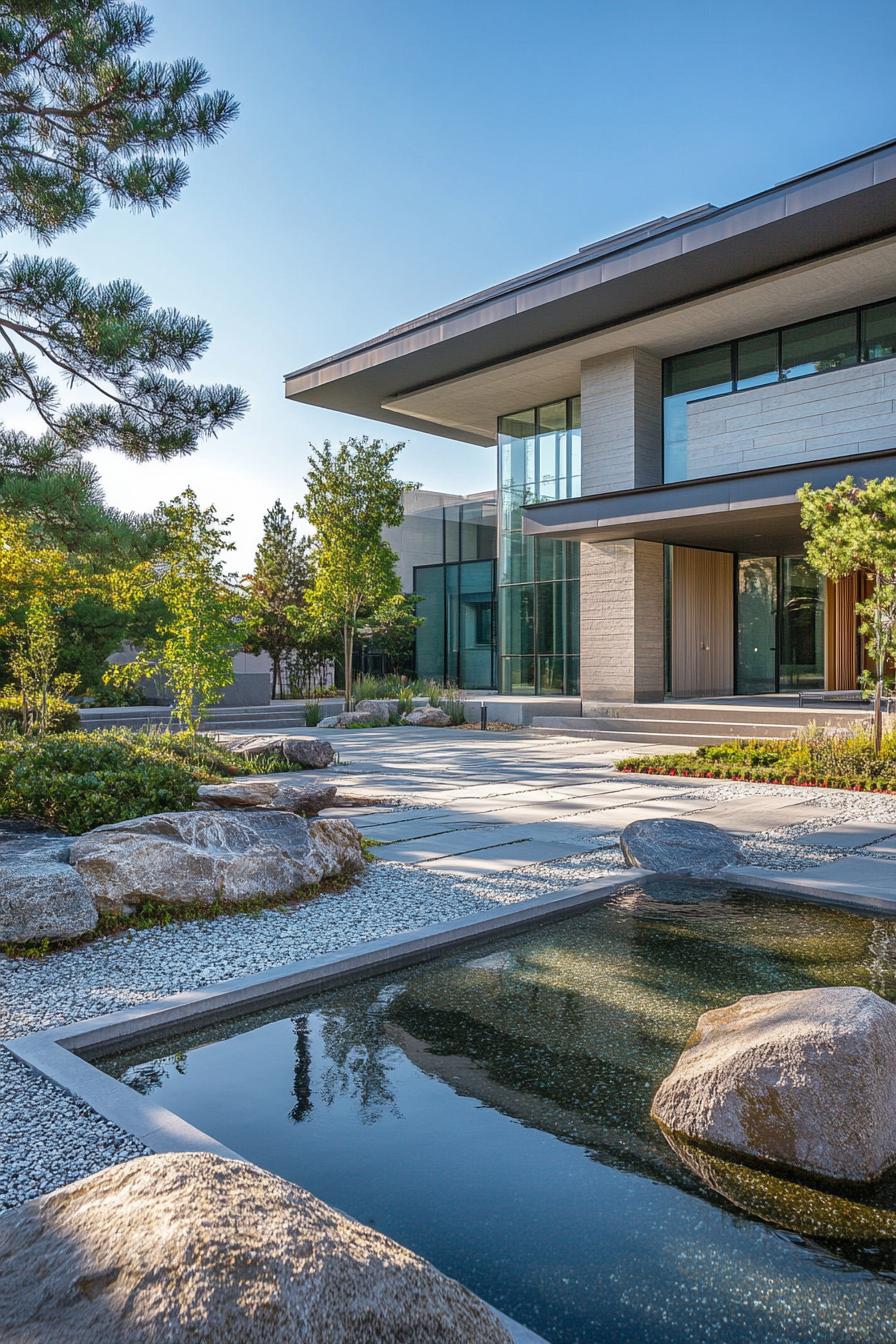 modern suburban mansion with zen garden 3