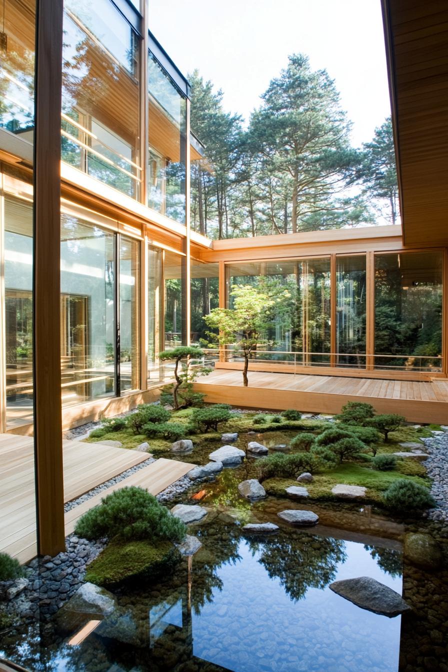 zen garden atrium in a large modern mansion 1