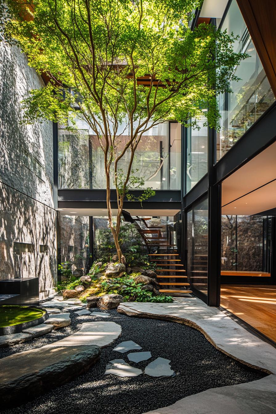 zen garden atrium in a large modern mansion 2