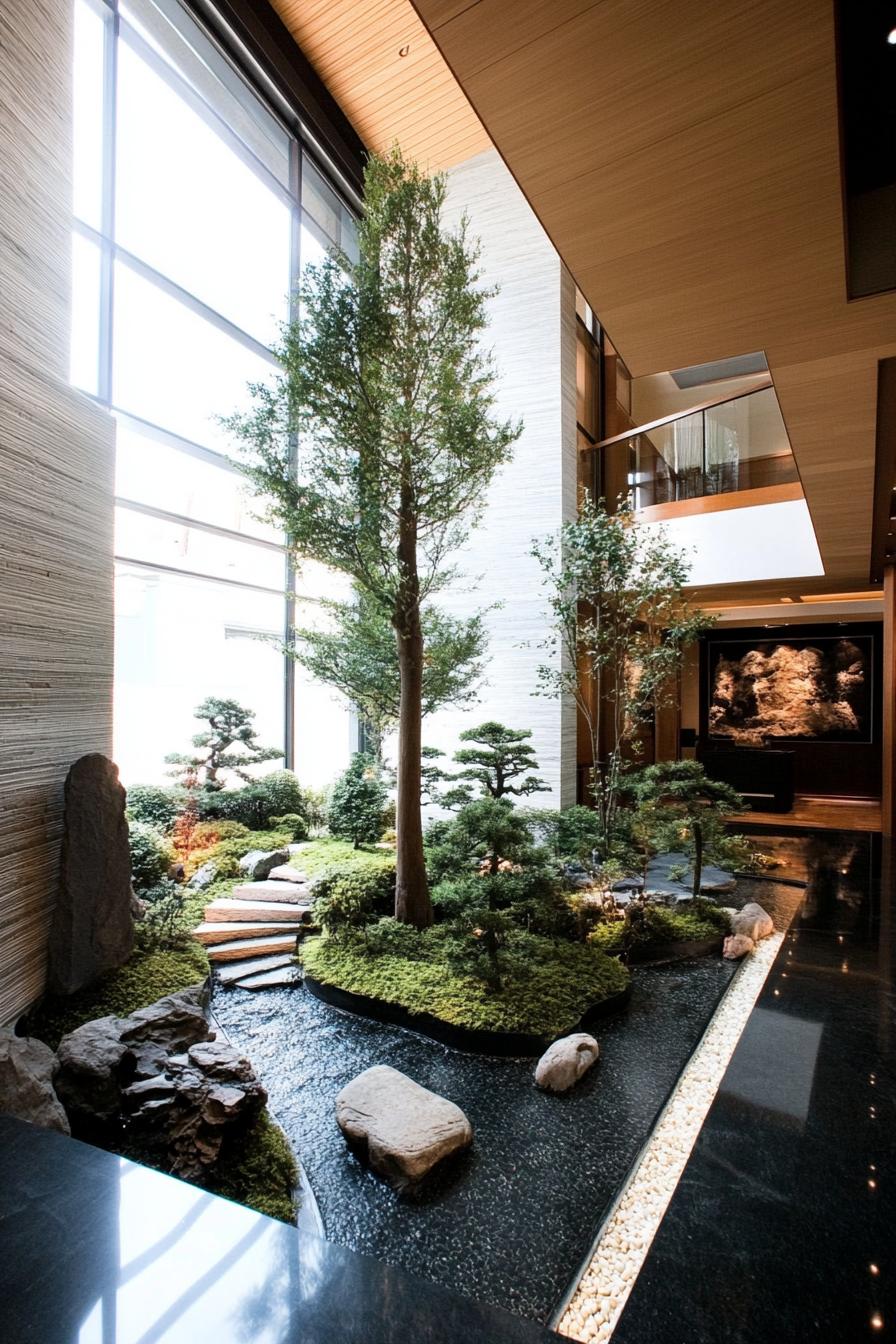 zen garden atrium in a large modern mansion 3