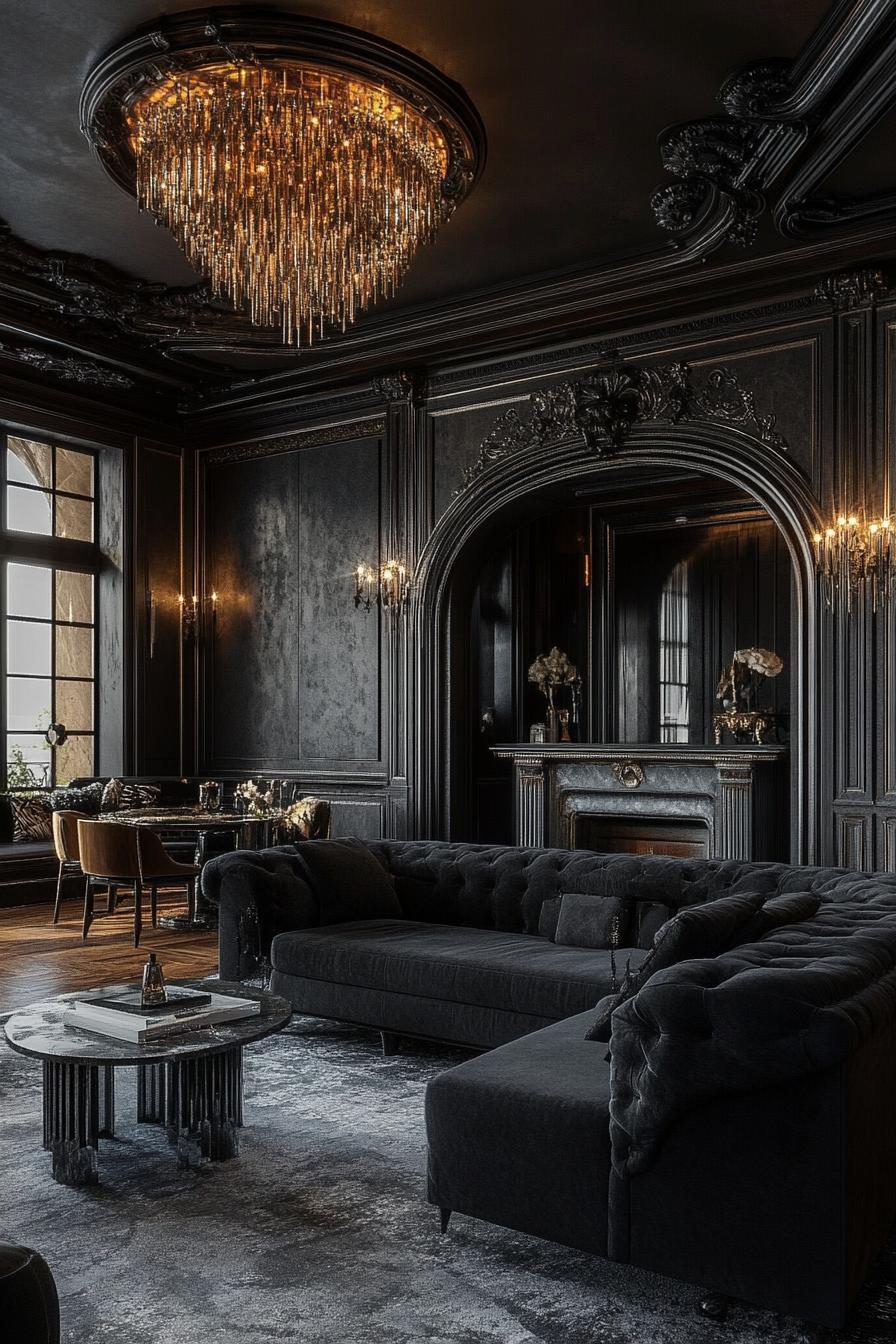 dark art deco luxury mansion 1