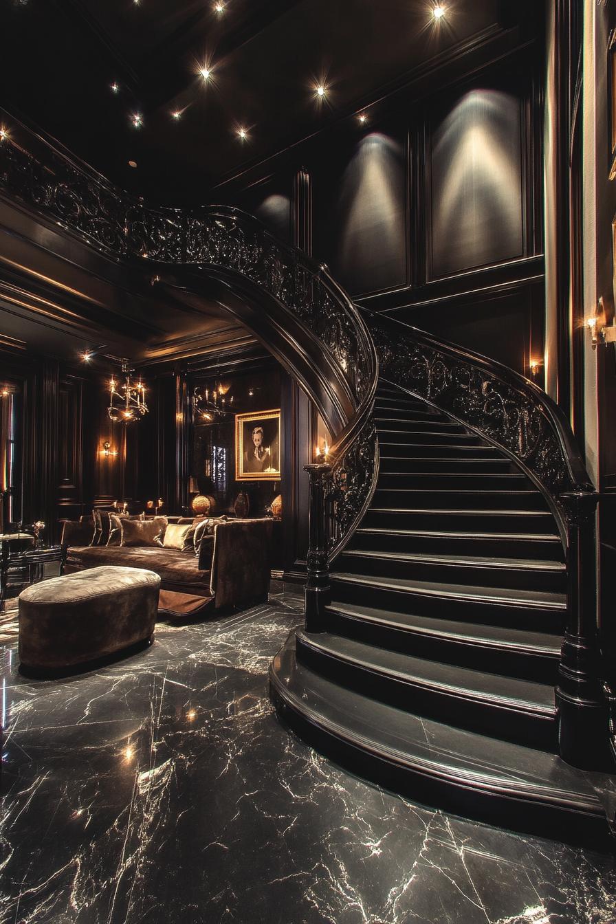 dark art deco luxury mansion