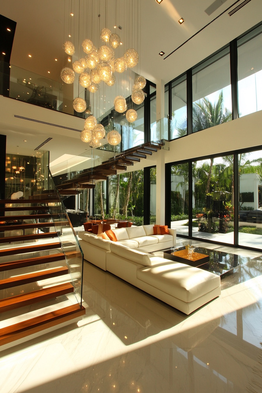 high ceiling floating staircase 1