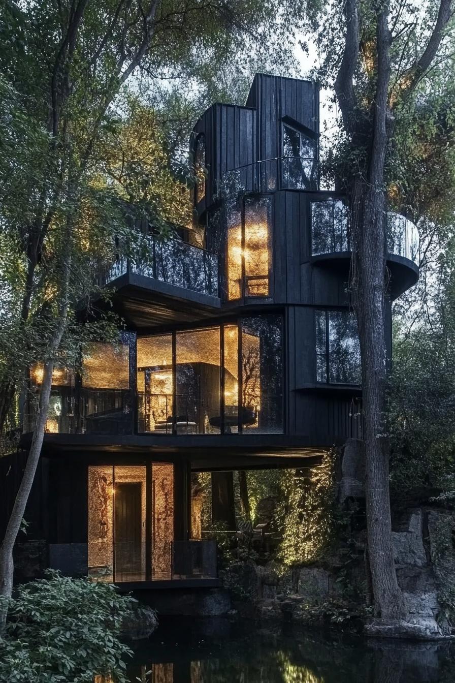 luxury modern treehouse complex