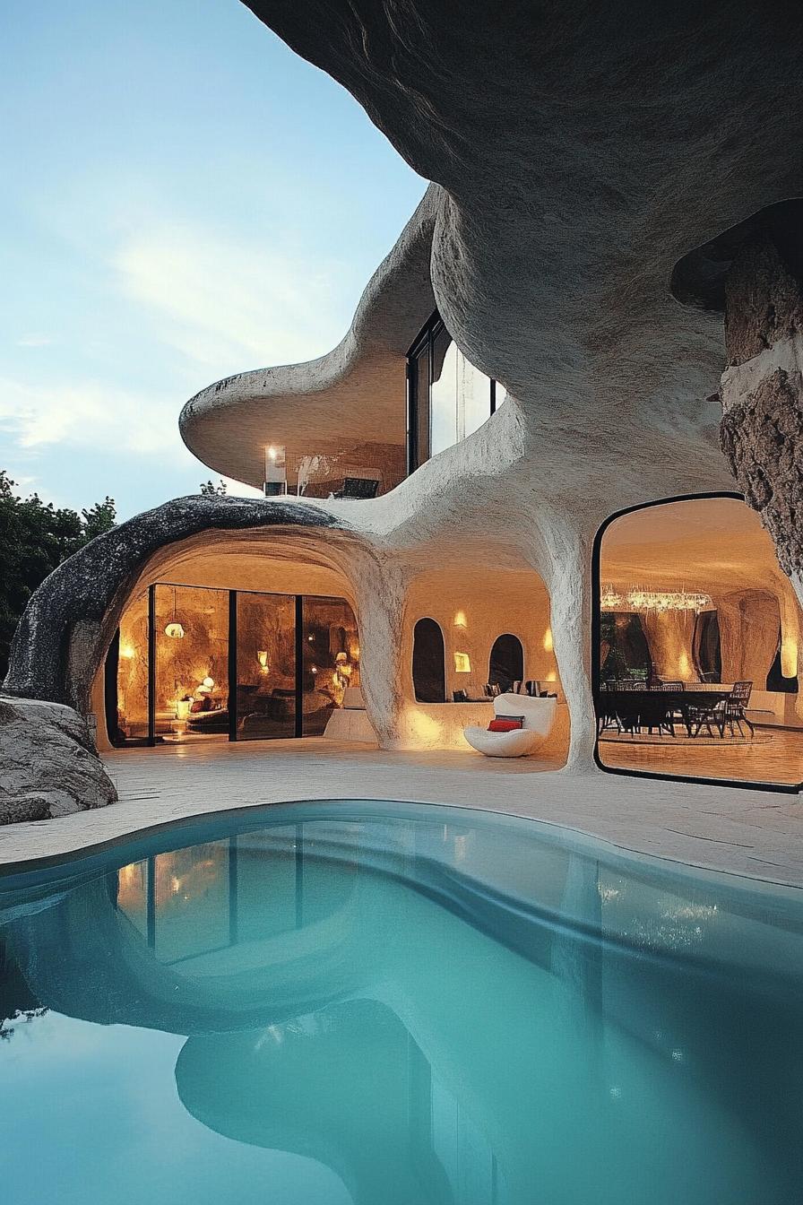 massive modern cave mansion pallace