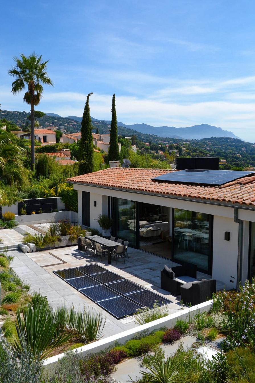 modern French house expansive roof terrace with solar panel stunning French Riviera views 1