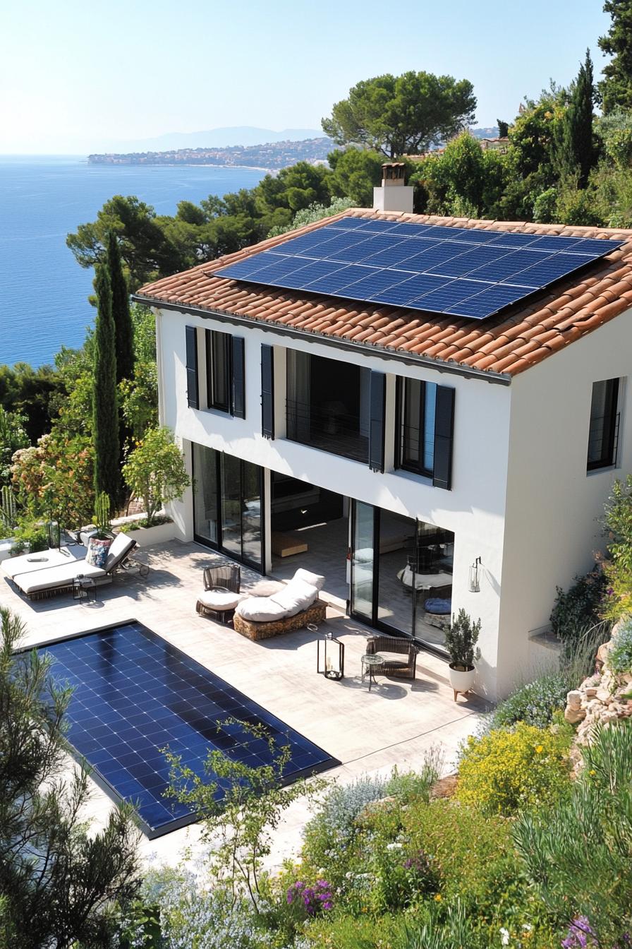 modern French house expansive roof terrace with solar panel stunning French Riviera views 2