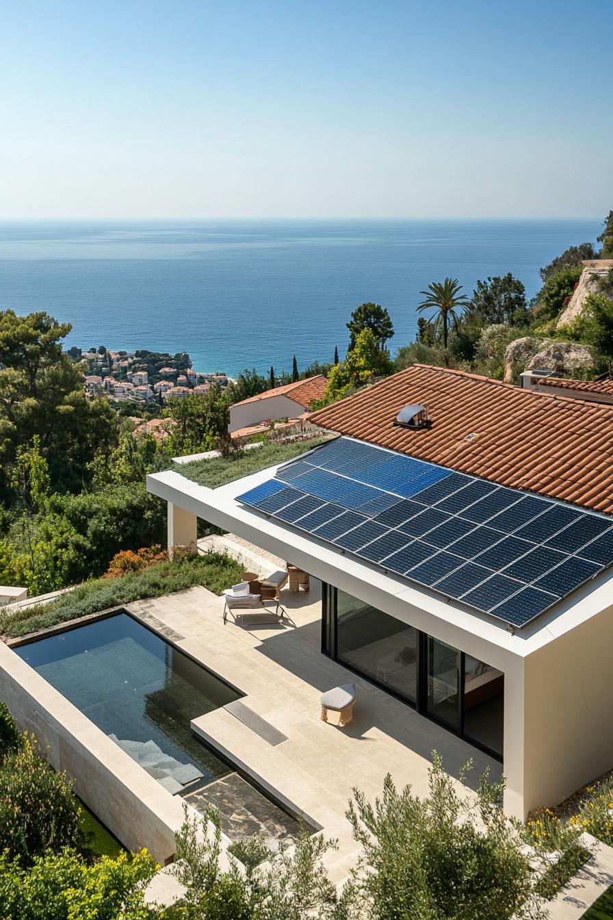 modern French house expansive roof terrace with solar panel stunning French Riviera views 3