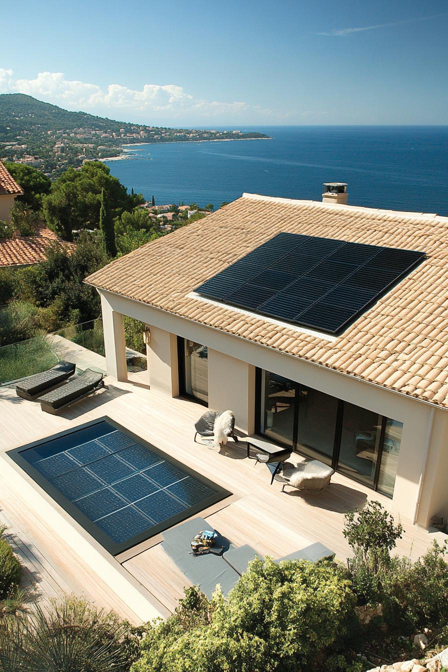 modern French house expansive roof terrace with solar panel stunning French Riviera views