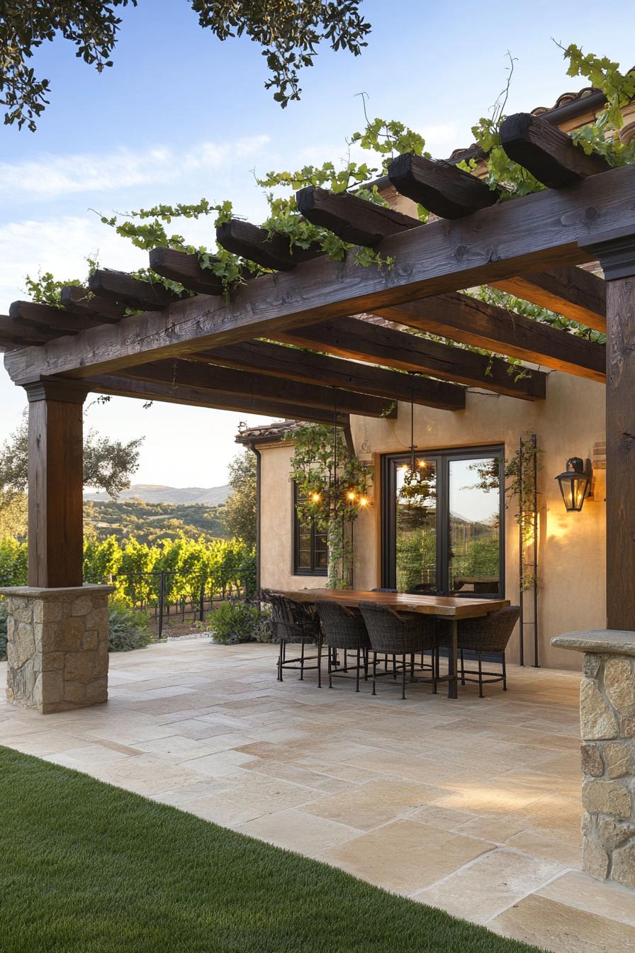 modern Tuscan vineyard estate with pergola 2