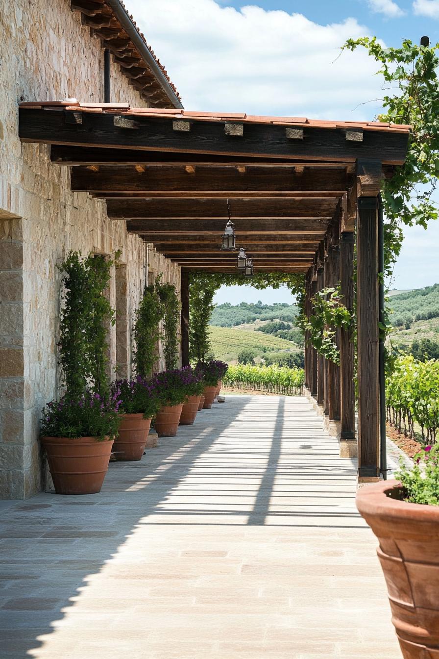 modern Tuscan vineyard estate with pergola 3