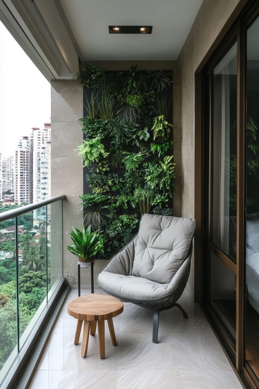 modern apartment small balcony interior with vertical garden wall 1