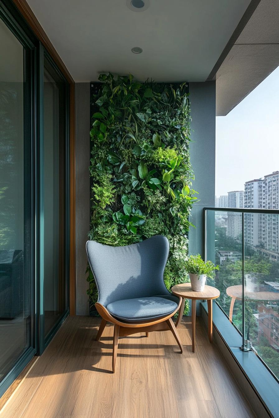 modern apartment small balcony interior with vertical garden wall 2