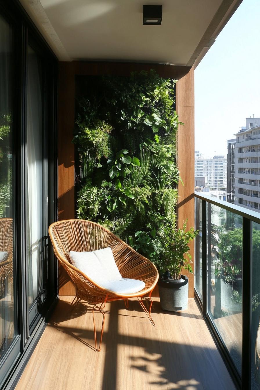 modern apartment small balcony interior with vertical garden wall 3