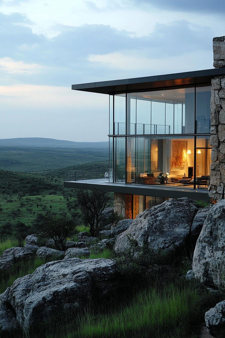 modern glass cube home in stunning savanna landscape 3