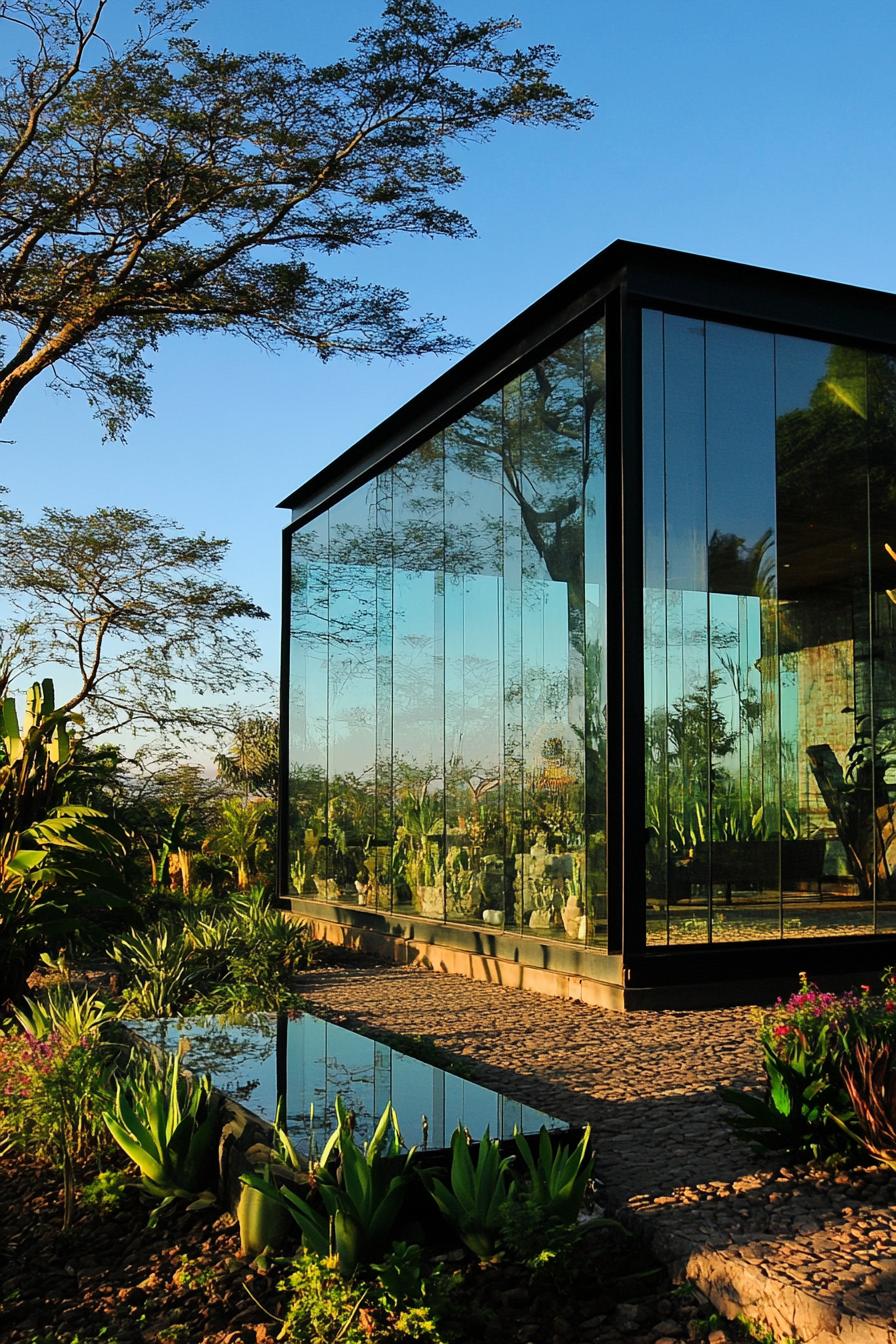 modern glass cube home in stunning savanna landscape