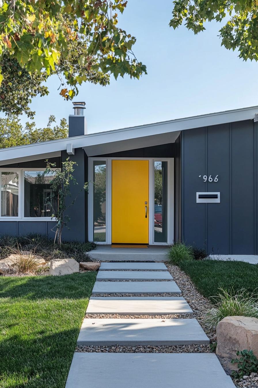 modern grey house with Canary Yellow front Door 1