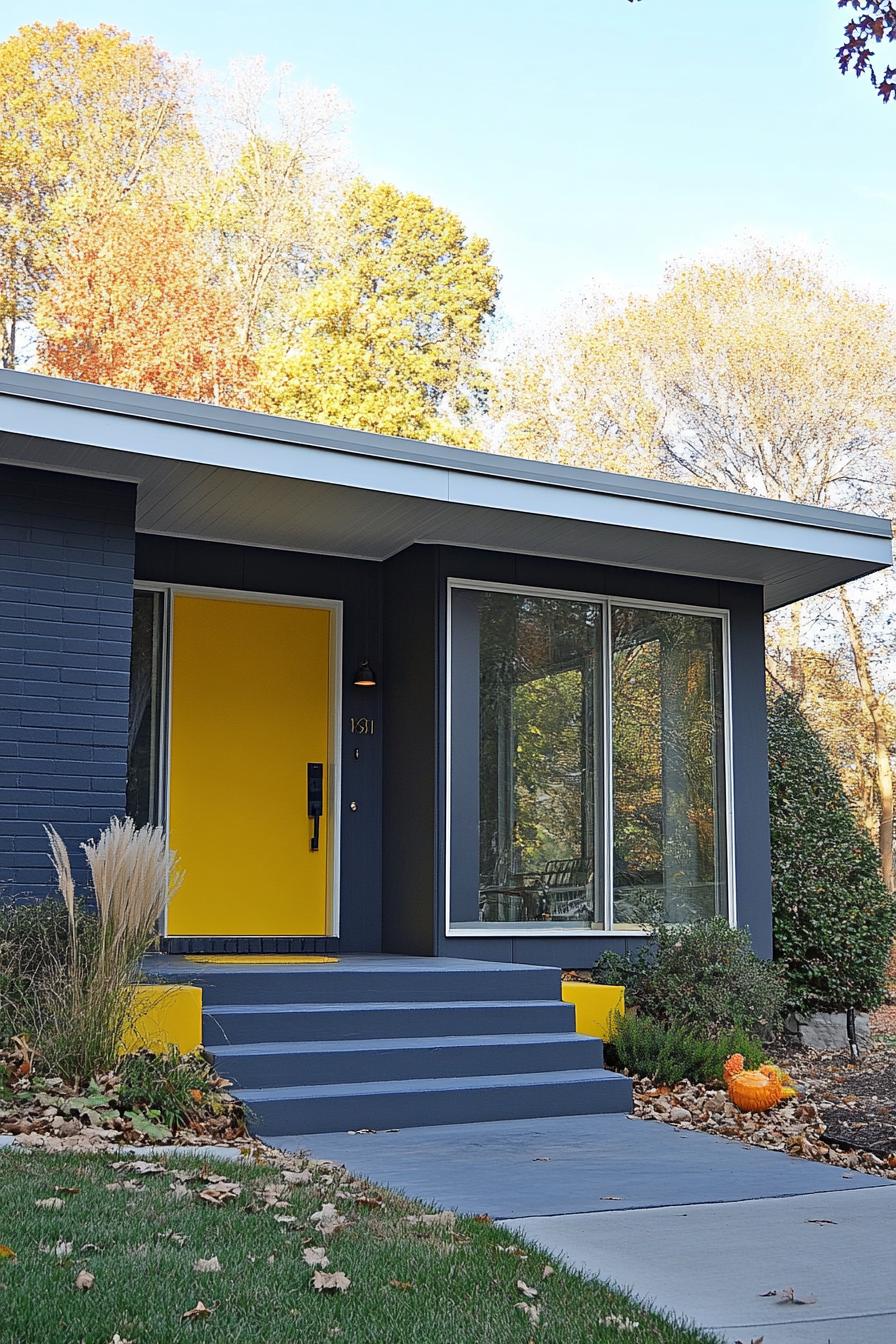 modern grey house with Canary Yellow front Door 2