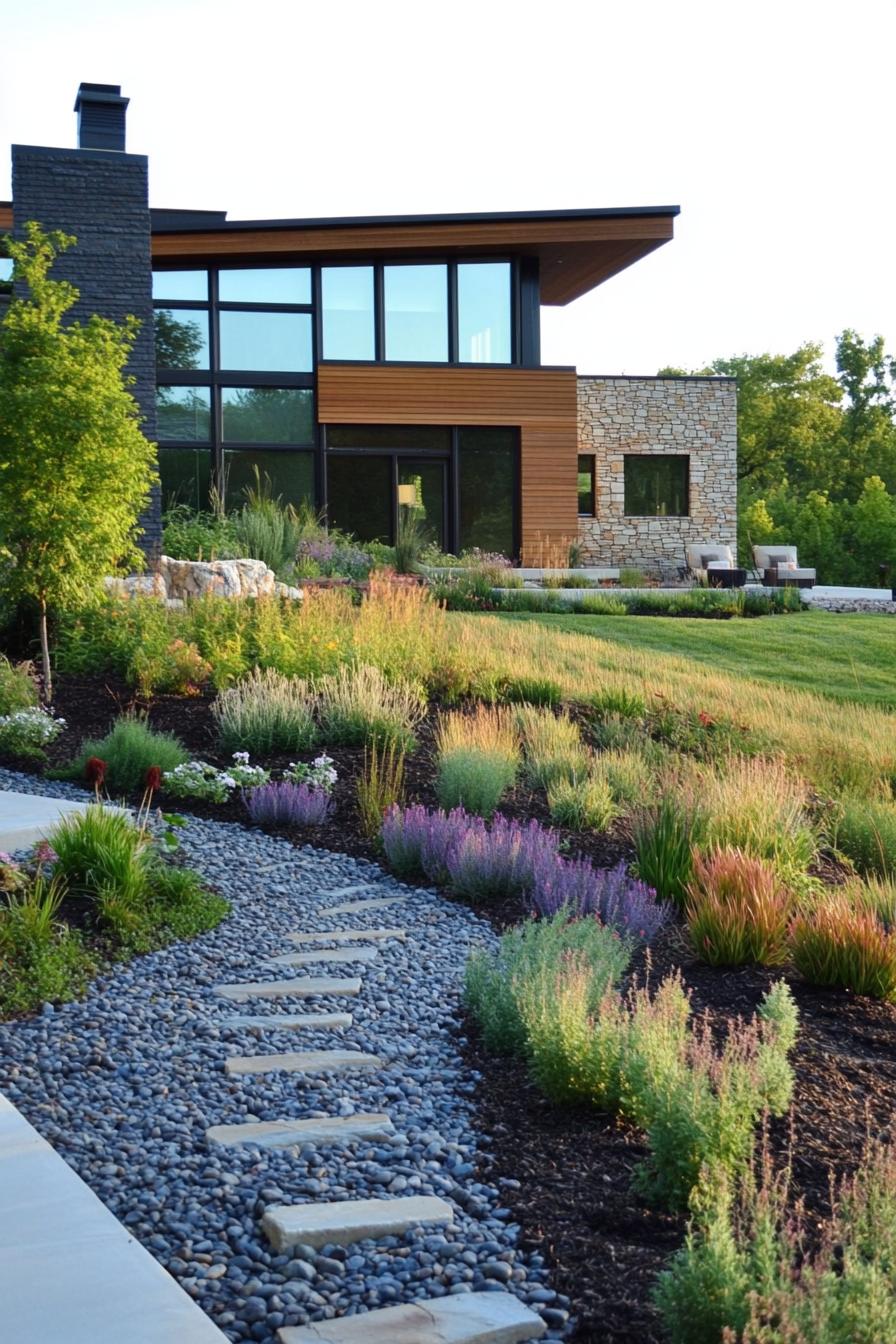 modern house eco friendly rain garden farmhouse meadow landscape 3