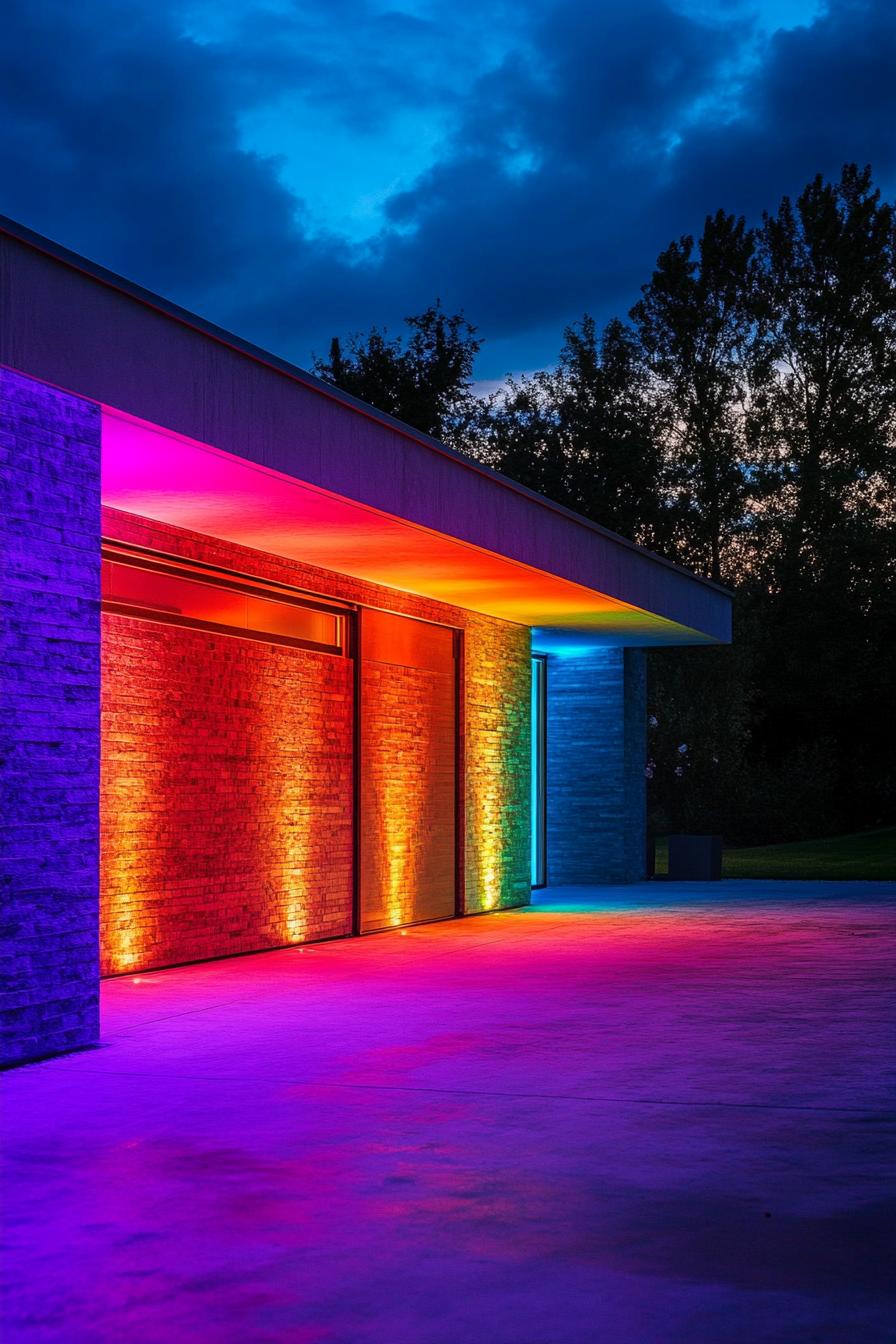 modern house garage with LED lighting in multi color 1