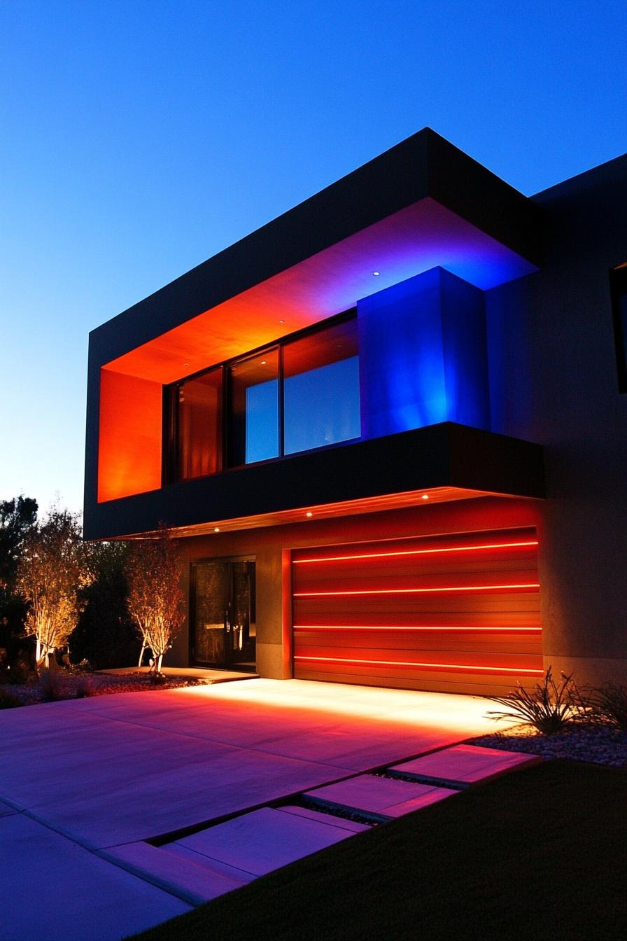 modern house garage with LED lighting in multi color 2