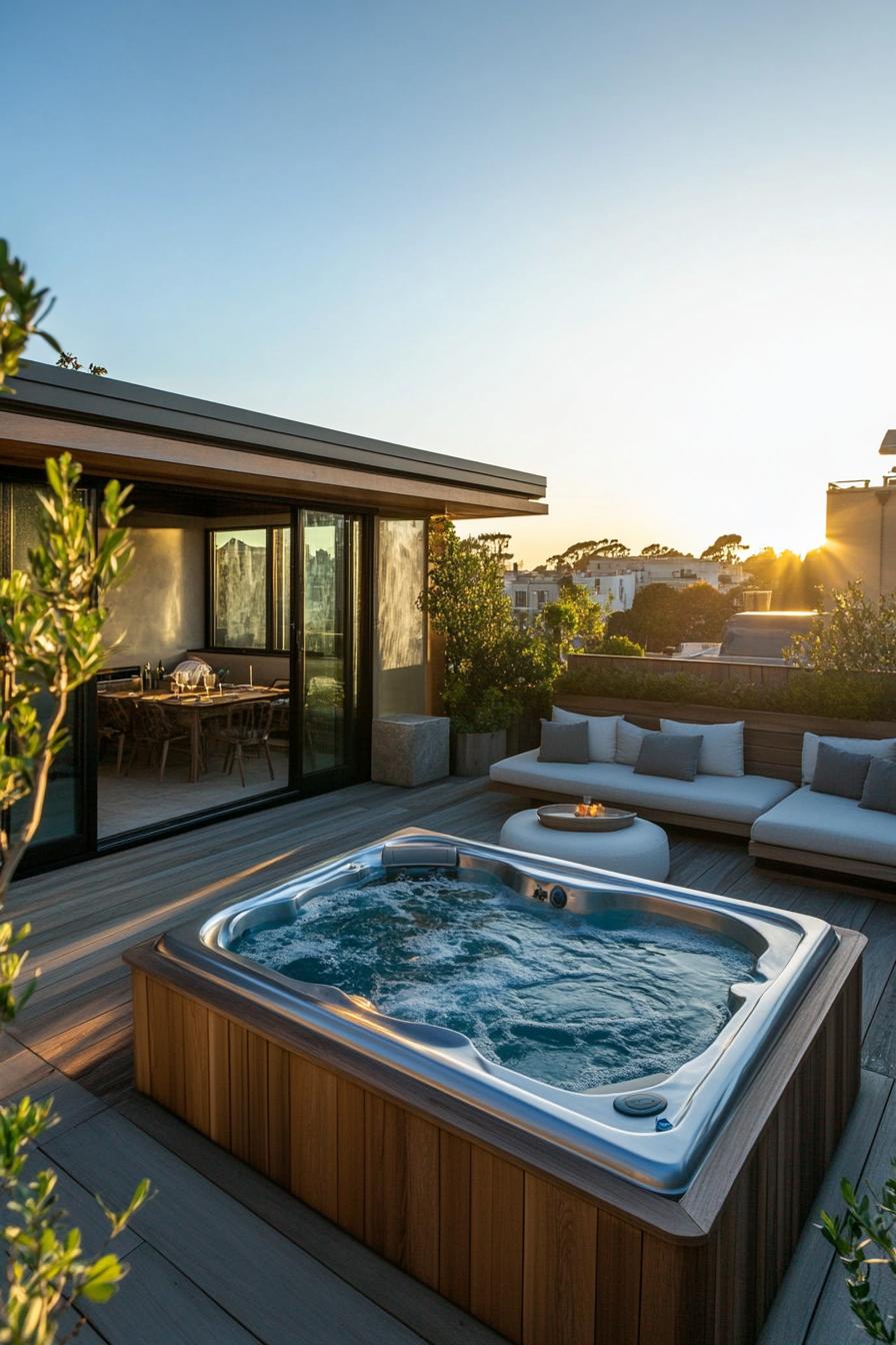 modern house rooftop deck with hot tub 1